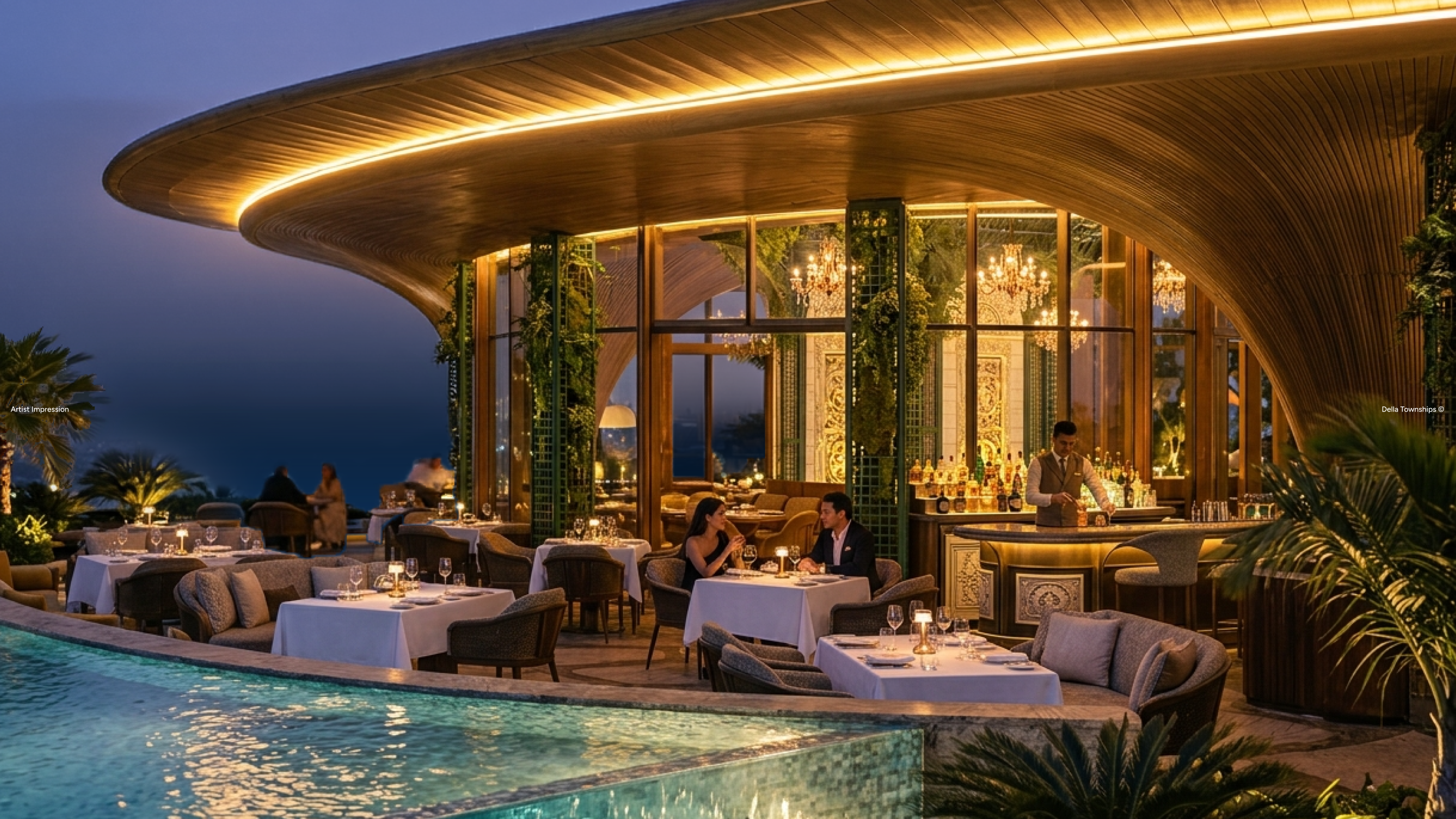 Villa Bistro interior at Della Townships | Della Racecourse, Raipur